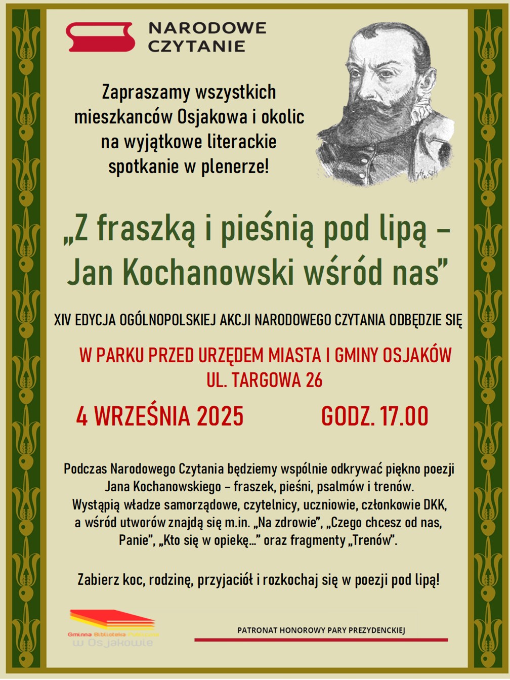 Narodowe Czytanie 2025 Jank Kochanowski